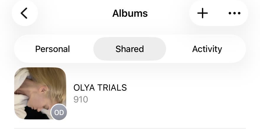 Shared album 'OLYA TRIALS' with 910 clips